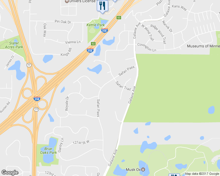 map of restaurants, bars, coffee shops, grocery stores, and more near 4900 Safari Pass in Eagan