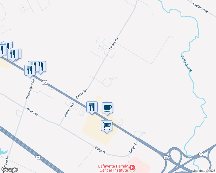 map of restaurants, bars, coffee shops, grocery stores, and more near 39 Wild Rose Drive in Brewer