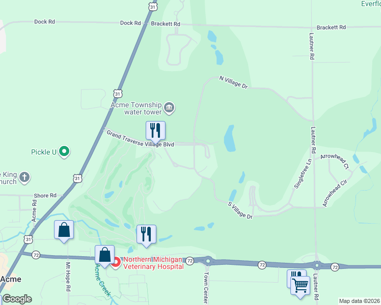 map of restaurants, bars, coffee shops, grocery stores, and more near Valleyway Dr in Williamsburg