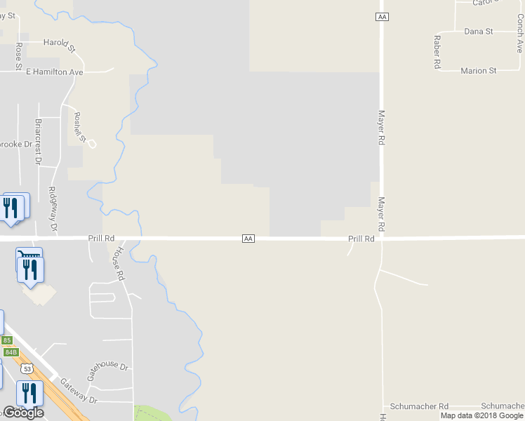 map of restaurants, bars, coffee shops, grocery stores, and more near 6016 Prill Road in Eau Claire