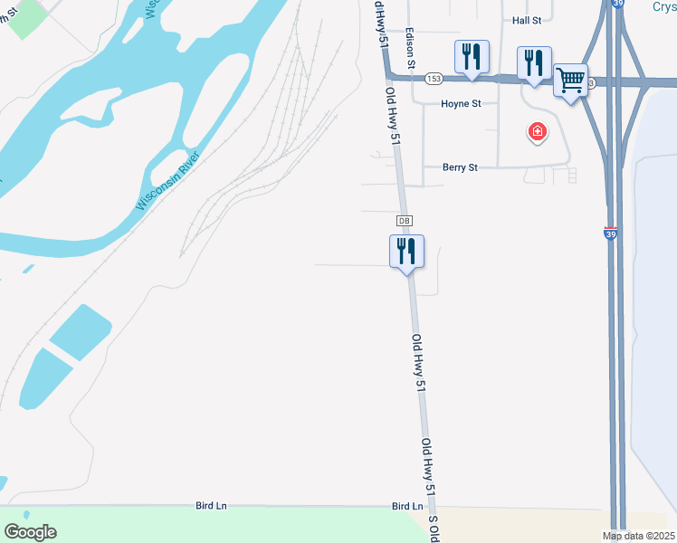 map of restaurants, bars, coffee shops, grocery stores, and more near 417 Lotus Street in Mosinee