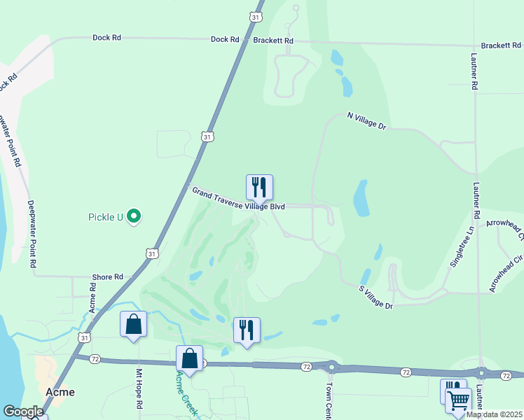 map of restaurants, bars, coffee shops, grocery stores, and more near 5511 Bayview Way in Williamsburg