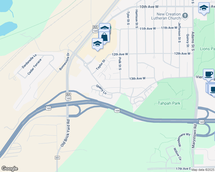 map of restaurants, bars, coffee shops, grocery stores, and more near 2122 Boulder Pointe in Shakopee