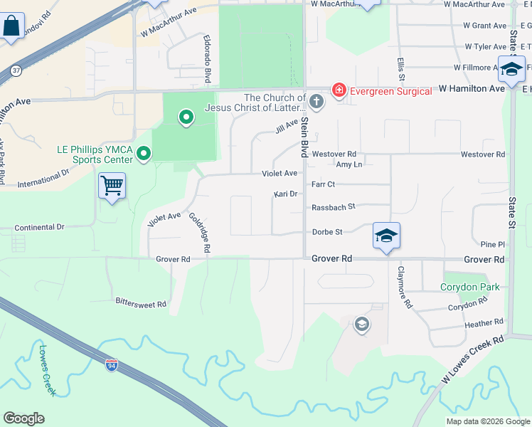 map of restaurants, bars, coffee shops, grocery stores, and more near 831 Kari Drive in Eau Claire