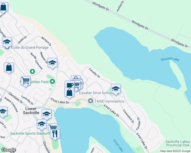 map of restaurants, bars, coffee shops, grocery stores, and more near 216 Cavalier Drive in Lower Sackville