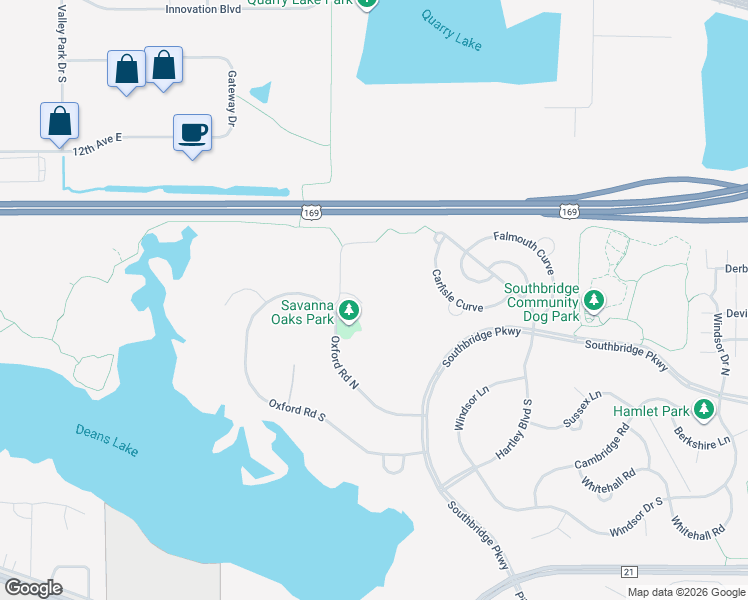 map of restaurants, bars, coffee shops, grocery stores, and more near 6235 Wakefield Court in Shakopee