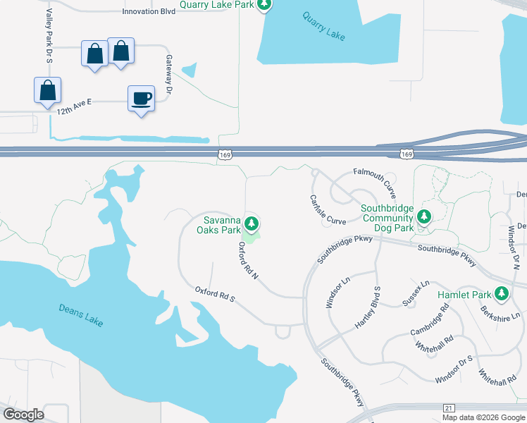 map of restaurants, bars, coffee shops, grocery stores, and more near 6235 Wakefield Court in Shakopee