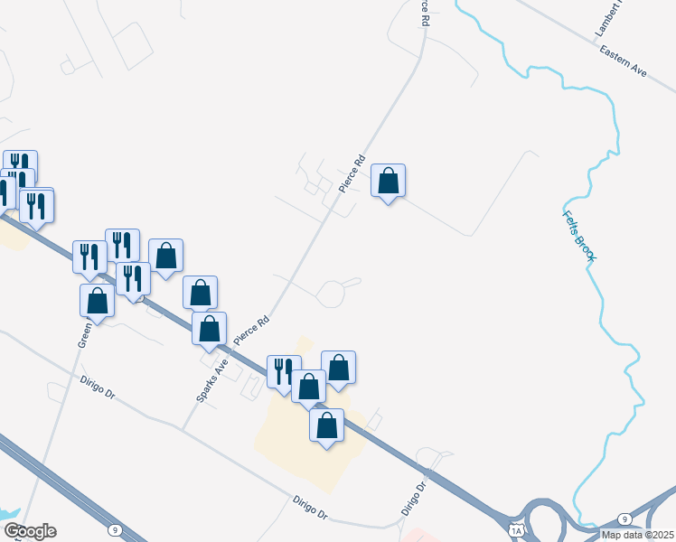 map of restaurants, bars, coffee shops, grocery stores, and more near 39 Wild Rose Drive in Brewer