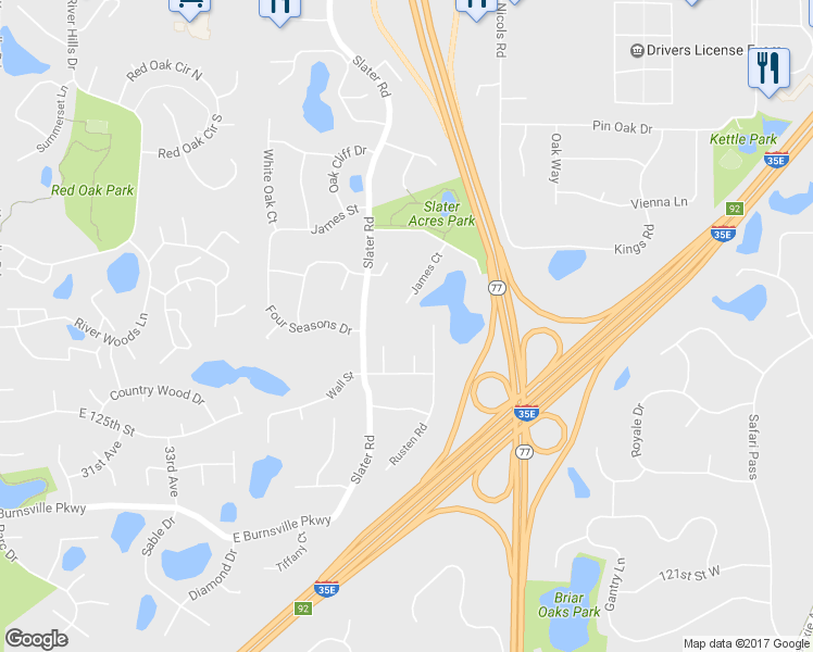 map of restaurants, bars, coffee shops, grocery stores, and more near 2270 James Court in Eagan