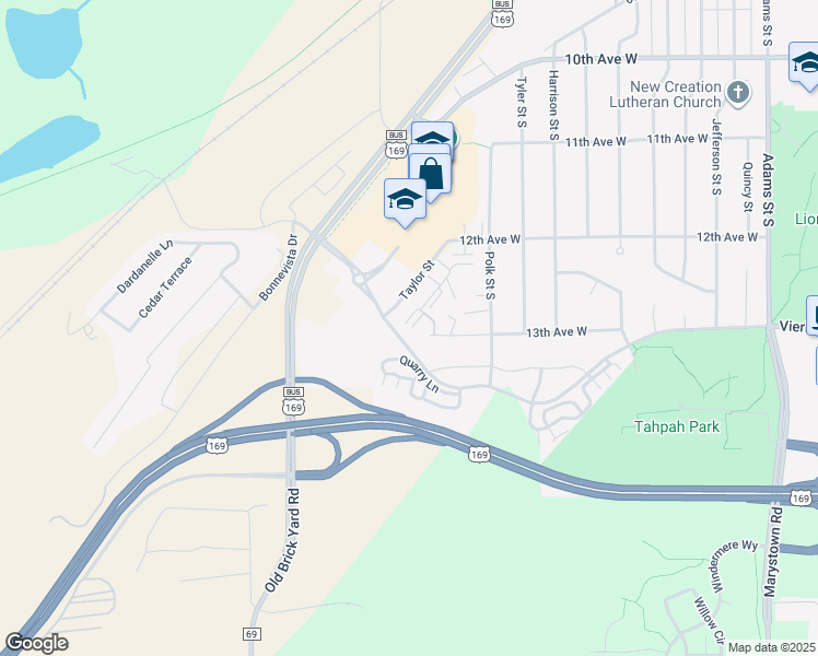 map of restaurants, bars, coffee shops, grocery stores, and more near 1279 Vierling Drive West in Shakopee