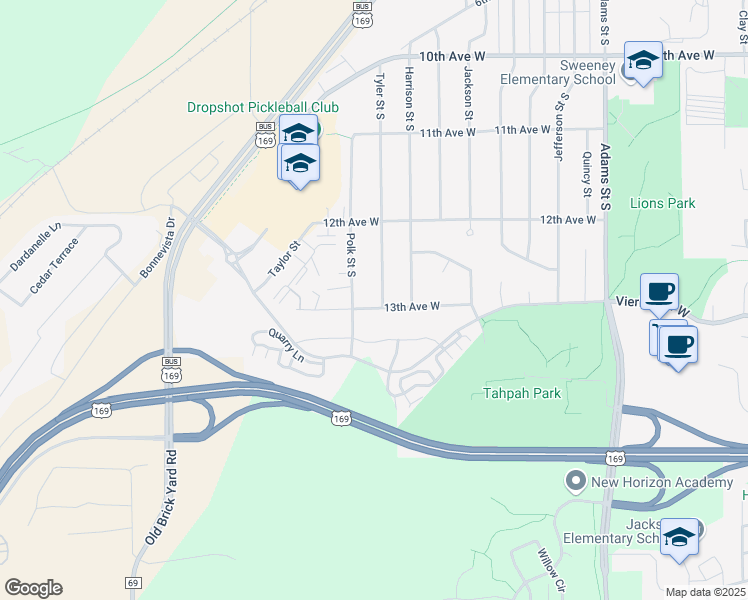 map of restaurants, bars, coffee shops, grocery stores, and more near 1298 Tyler Street South in Shakopee