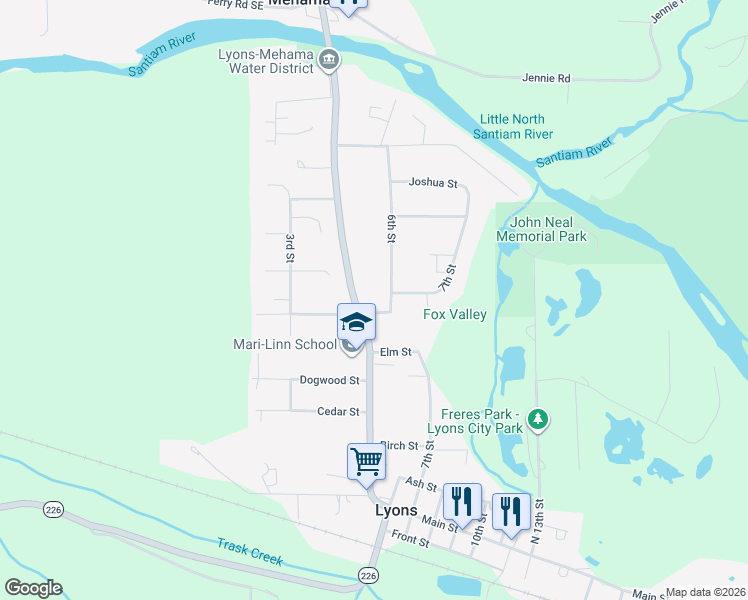 map of restaurants, bars, coffee shops, grocery stores, and more near 520 Fir Street in Lyons