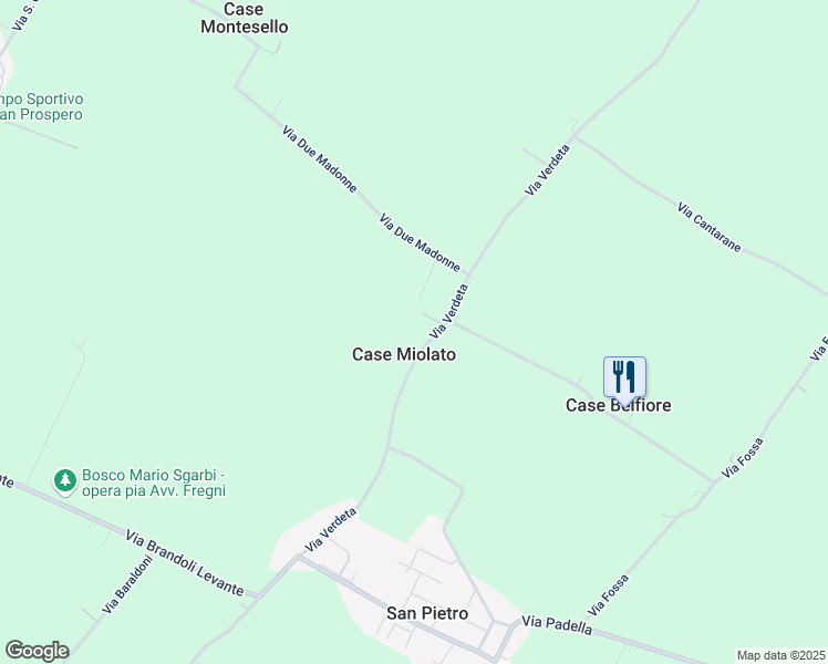 map of restaurants, bars, coffee shops, grocery stores, and more near 20 Via Verdeta in Case Miolato