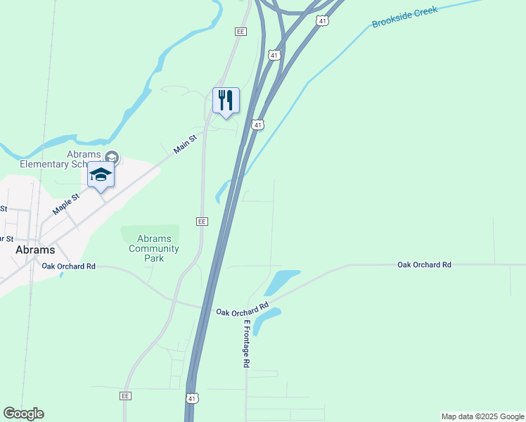 map of restaurants, bars, coffee shops, grocery stores, and more near 2995 Cedar Lane in Abrams