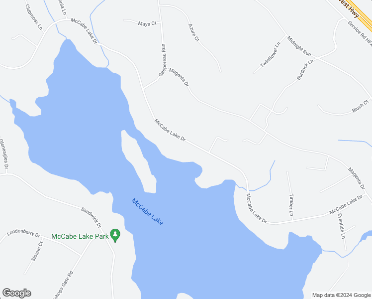 map of restaurants, bars, coffee shops, grocery stores, and more near 570 McCabe Lake Drive in Mount Uniacke