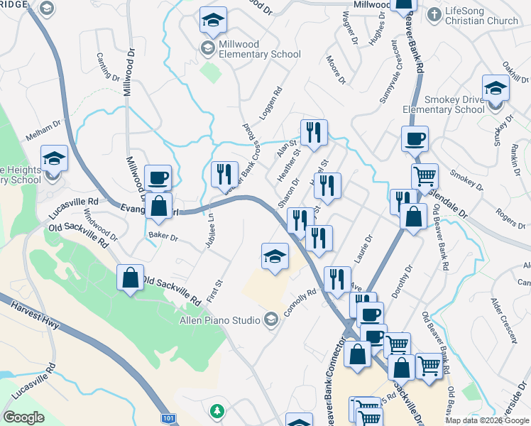 map of restaurants, bars, coffee shops, grocery stores, and more near 1014 Sackville Drive in Middle Sackville