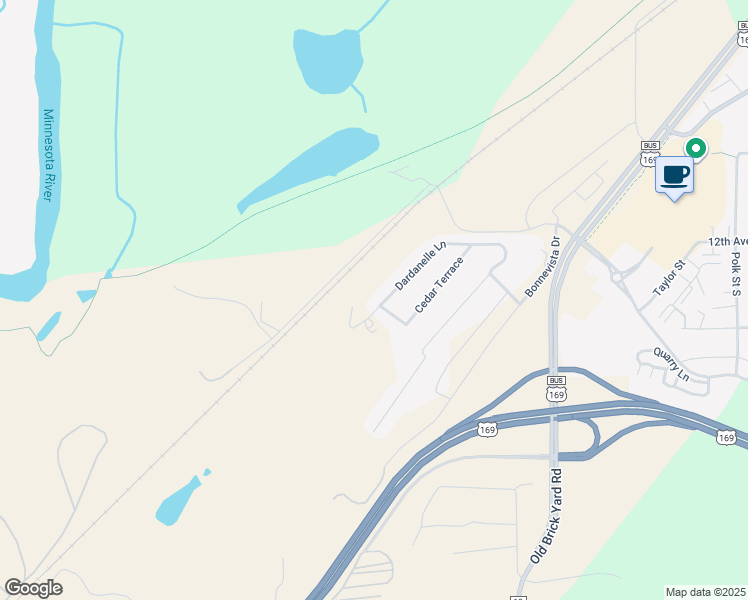 map of restaurants, bars, coffee shops, grocery stores, and more near 636 Dardanelle Lane in Shakopee