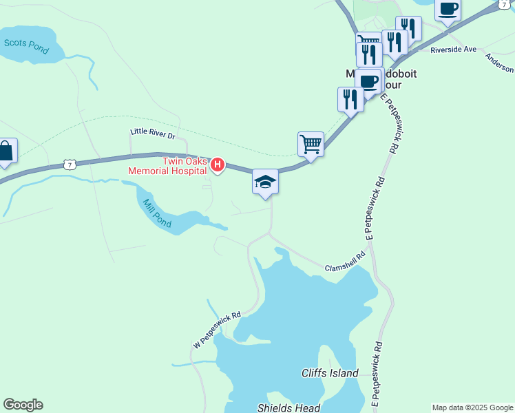 map of restaurants, bars, coffee shops, grocery stores, and more near West Petpeswick Road in Musquodoboit Harbour