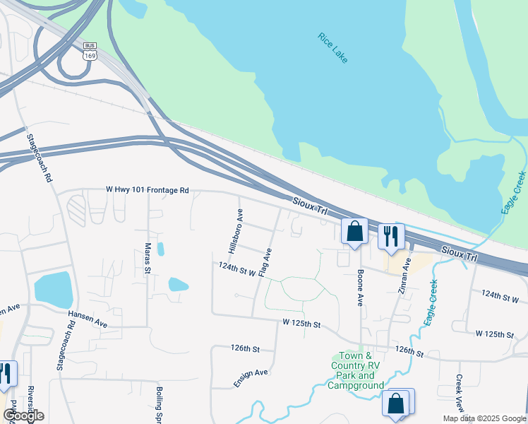 map of restaurants, bars, coffee shops, grocery stores, and more near 12288 Flag Avenue in Savage