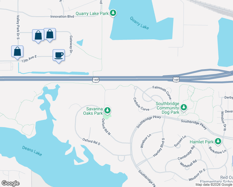 map of restaurants, bars, coffee shops, grocery stores, and more near 1430 Wakefield Circle in Shakopee