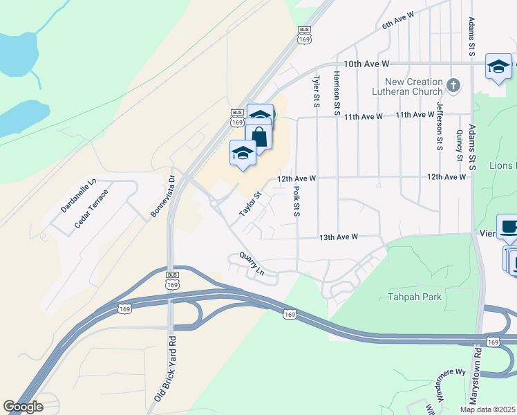 map of restaurants, bars, coffee shops, grocery stores, and more near 1259 Taylor Street in Shakopee