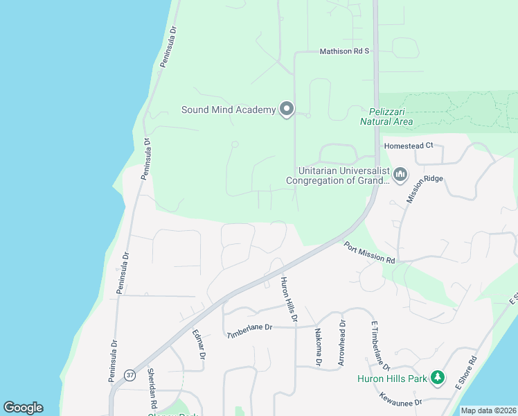 map of restaurants, bars, coffee shops, grocery stores, and more near 6501 Pine Knolls Drive in Traverse City