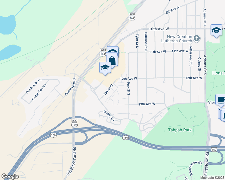 map of restaurants, bars, coffee shops, grocery stores, and more near 1217 Taylor Street in Shakopee