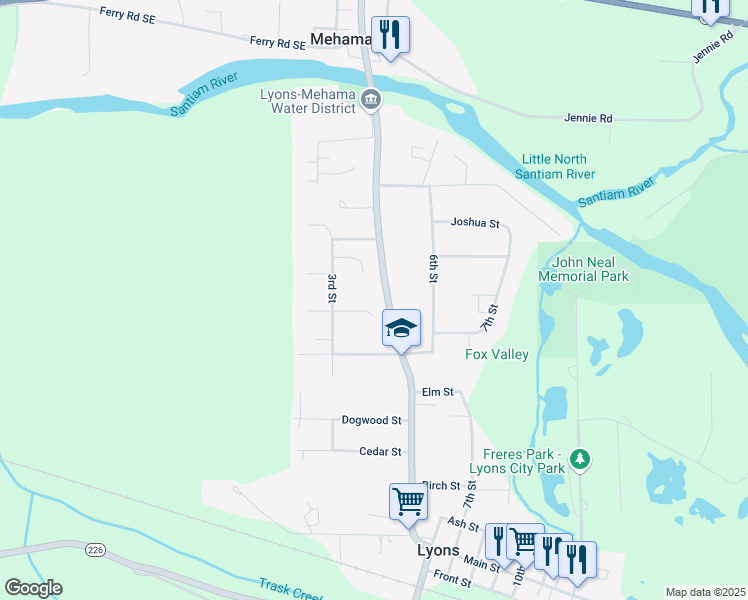 map of restaurants, bars, coffee shops, grocery stores, and more near 944 5th Street in Lyons