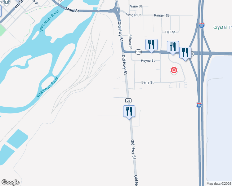 map of restaurants, bars, coffee shops, grocery stores, and more near 444 Lire Street in Mosinee