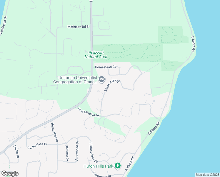 map of restaurants, bars, coffee shops, grocery stores, and more near 6550-6806 Mission Ridge in Traverse City