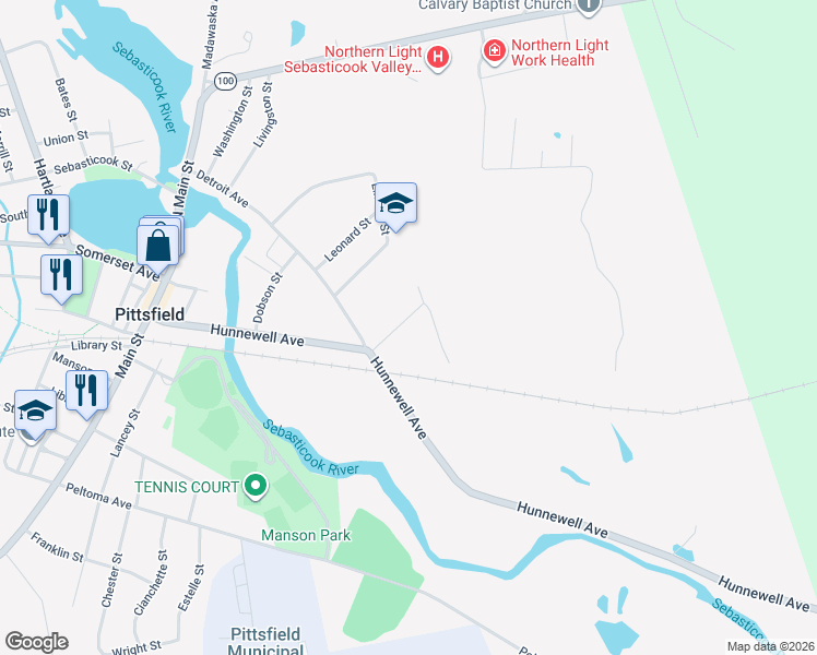 map of restaurants, bars, coffee shops, grocery stores, and more near 133 Davis Street in Pittsfield