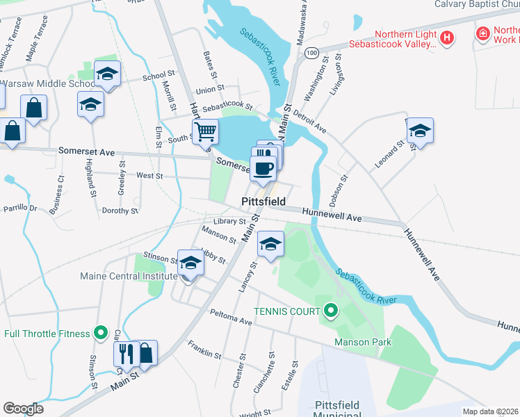 map of restaurants, bars, coffee shops, grocery stores, and more near in Pittsfield