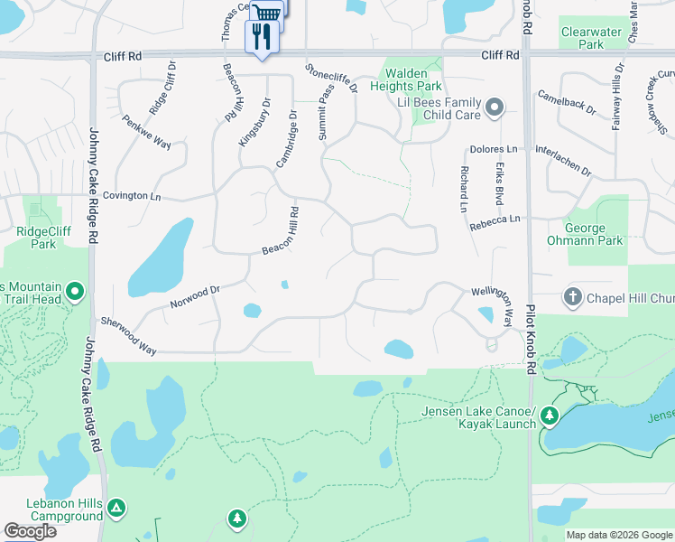 map of restaurants, bars, coffee shops, grocery stores, and more near 4778 London Lane in Eagan