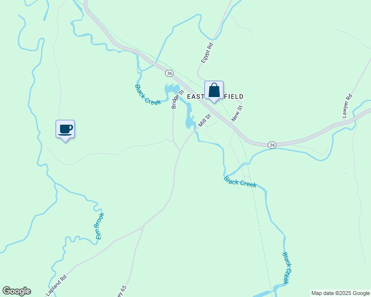 map of restaurants, bars, coffee shops, grocery stores, and more near 213 Mill Street in Fairfield