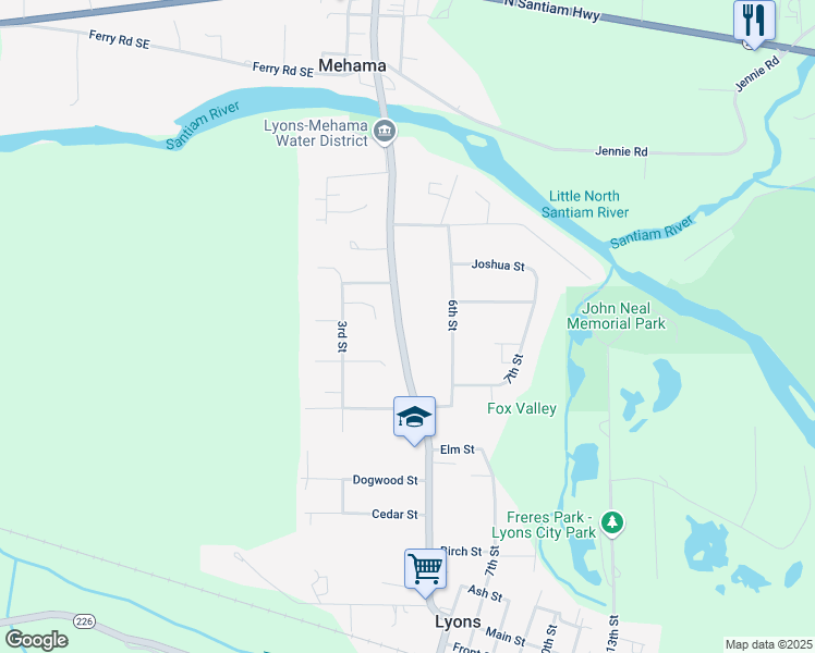 map of restaurants, bars, coffee shops, grocery stores, and more near 944 5th Street in Lyons