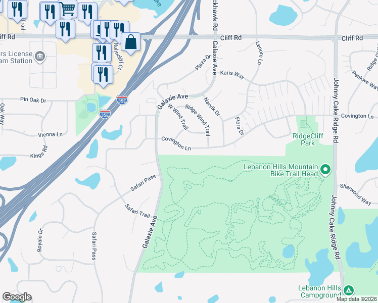 map of restaurants, bars, coffee shops, grocery stores, and more near 1871 Covington Lane in Eagan