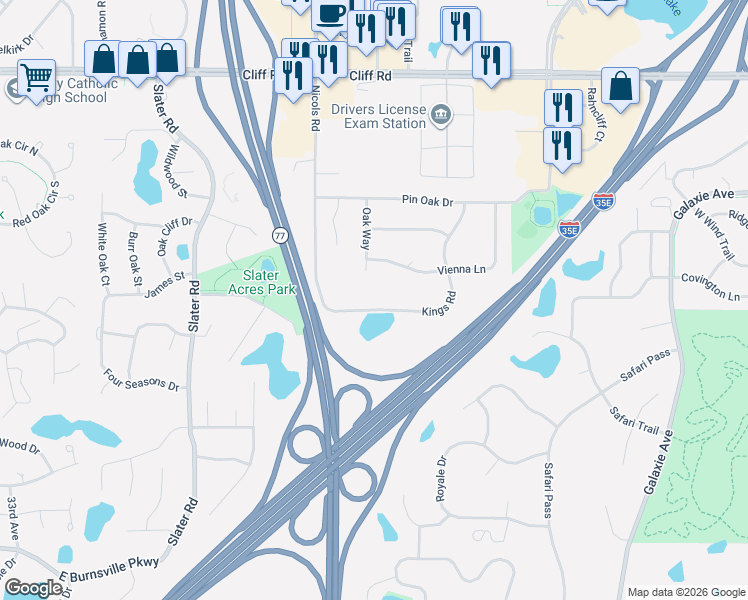 map of restaurants, bars, coffee shops, grocery stores, and more near 4774 Oak Way in Eagan