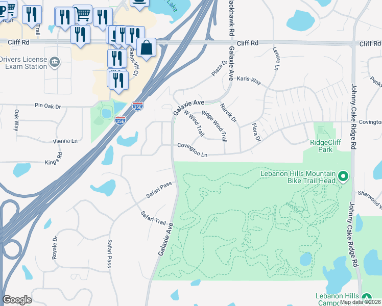 map of restaurants, bars, coffee shops, grocery stores, and more near 4742 Pondview Drive in Eagan