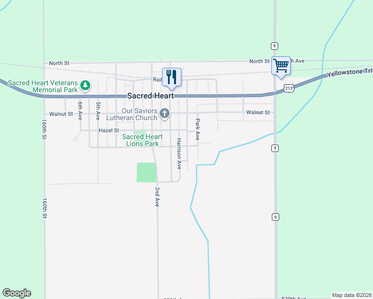 map of restaurants, bars, coffee shops, grocery stores, and more near 121 Elm Street in Sacred Heart
