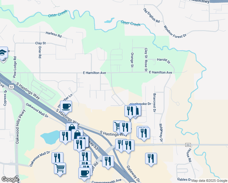 map of restaurants, bars, coffee shops, grocery stores, and more near in Eau Claire County