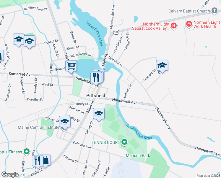 map of restaurants, bars, coffee shops, grocery stores, and more near 138 Easy Street in Pittsfield