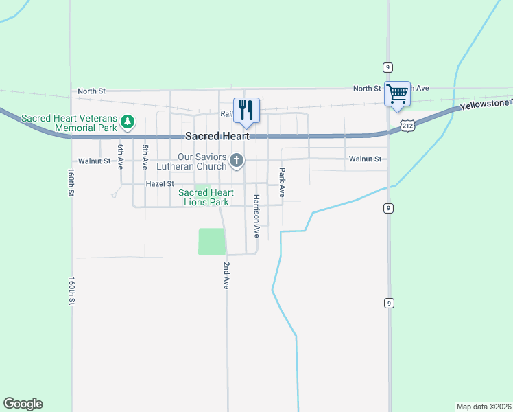 map of restaurants, bars, coffee shops, grocery stores, and more near 121 Elm Street in Sacred Heart