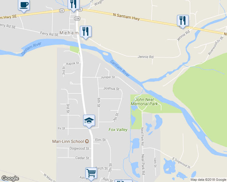 map of restaurants, bars, coffee shops, grocery stores, and more near 750 Joshua Street in Lyons