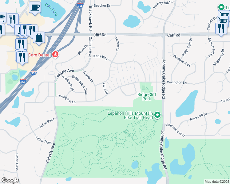 map of restaurants, bars, coffee shops, grocery stores, and more near 1801 Covington Lane in Eagan