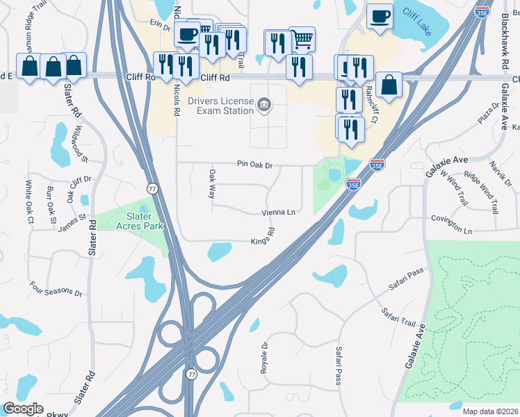 map of restaurants, bars, coffee shops, grocery stores, and more near 2066 Vienna Lane in Eagan