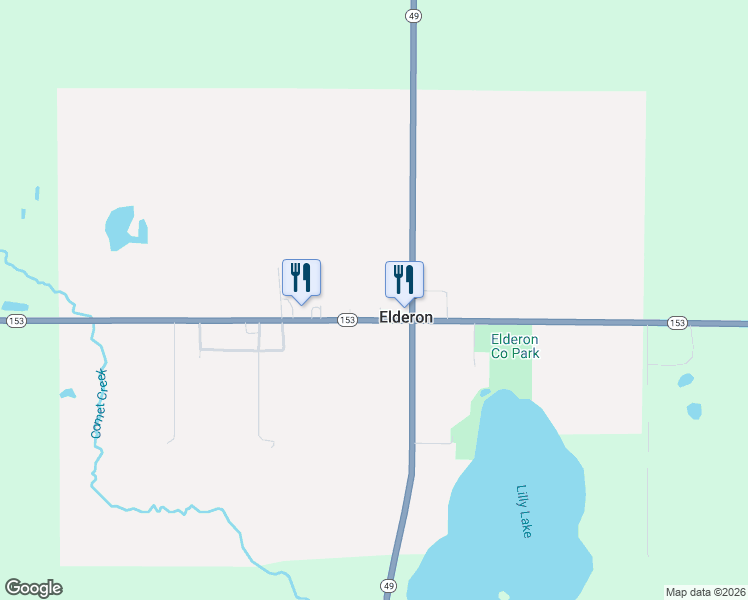 map of restaurants, bars, coffee shops, grocery stores, and more near in Elderon