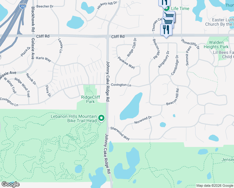 map of restaurants, bars, coffee shops, grocery stores, and more near 4760 Penkwe Circle in Eagan