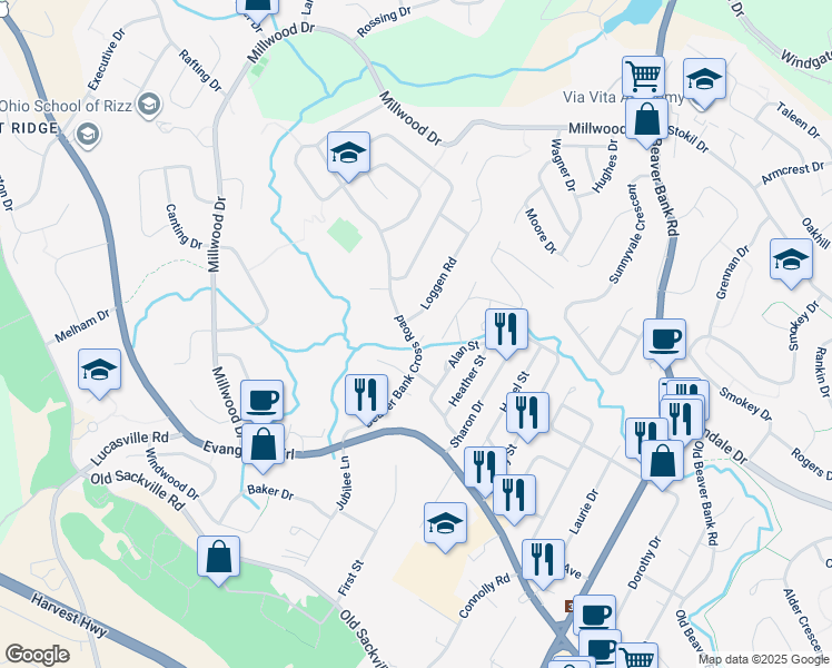 map of restaurants, bars, coffee shops, grocery stores, and more near 89 Beaver Bank Cross Road in Middle Sackville