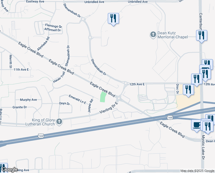 map of restaurants, bars, coffee shops, grocery stores, and more near 4070-4434 Eagle Creek Boulevard in Shakopee