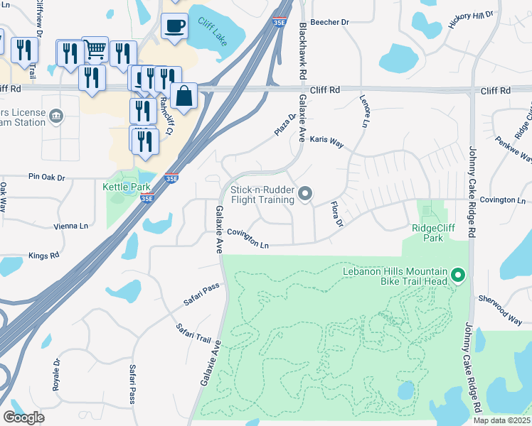 map of restaurants, bars, coffee shops, grocery stores, and more near 4735 Ridge Wind Trail in Eagan